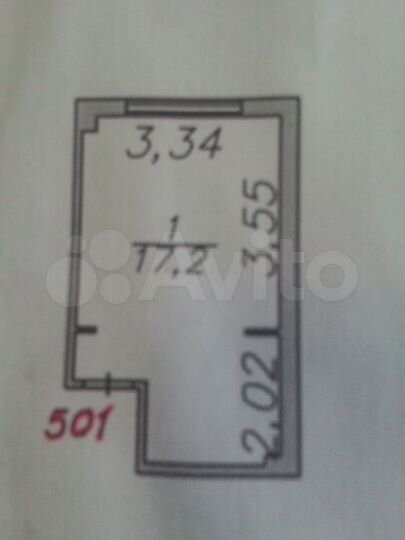 Комната 17,2 м² в 1-к., 5/5 эт.
