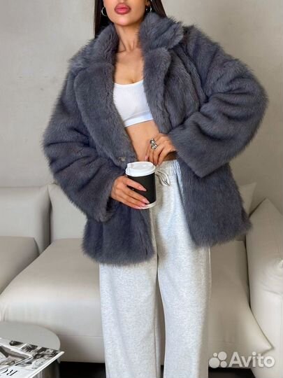 Шуба удлиненная эко-мех