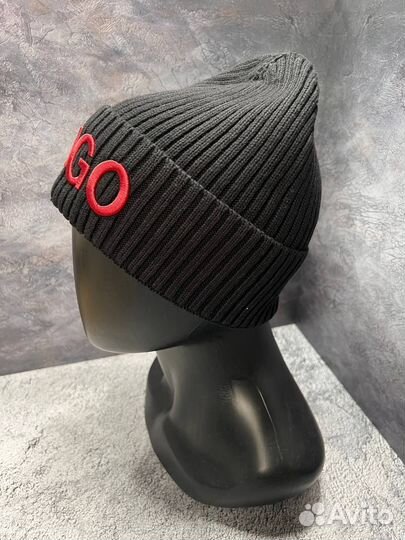 Шапка Hugo черная зима 2024