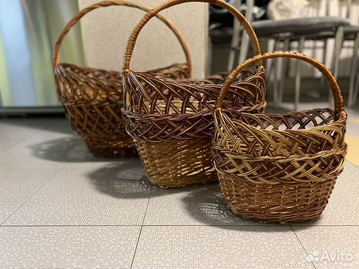 Корзина из натуральной лозы, набор корзин