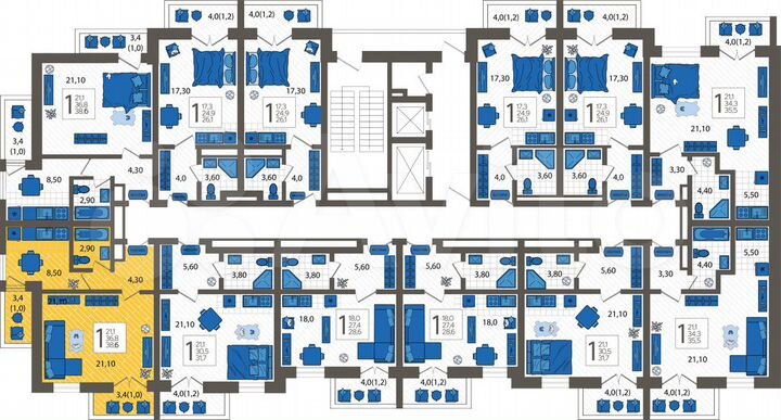 1-к. квартира, 38,6 м², 10/12 эт.