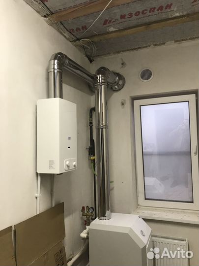 Монтаж дымохода и вентиляции