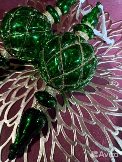 Подвесы капля шар стекло 25 см золотые