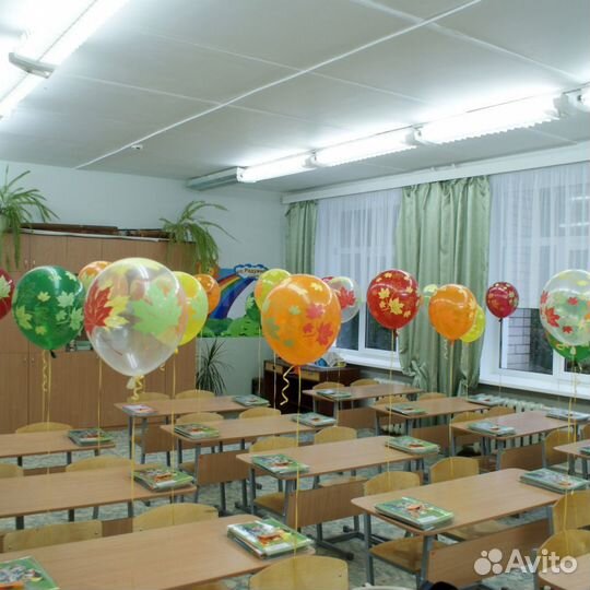 Украшение класса на 1 сентября воздушными шарами