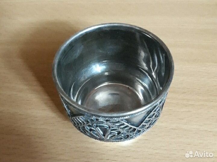 Стопки. Мельхиор, серебрение, скань, чернение