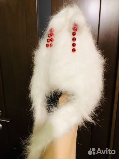 Шапка/варежки пух кролика, детская(1 год). Новые