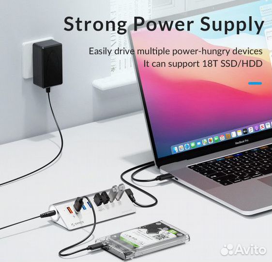 Usb 3.2 hub (хаб, свич, switch), orico 7 портов