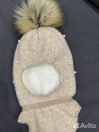 Шапка шлем для девочки 46-48 зима