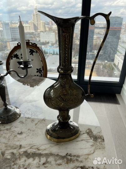 Старинный Кувшин Мельхиор Чайник Миска Приборы