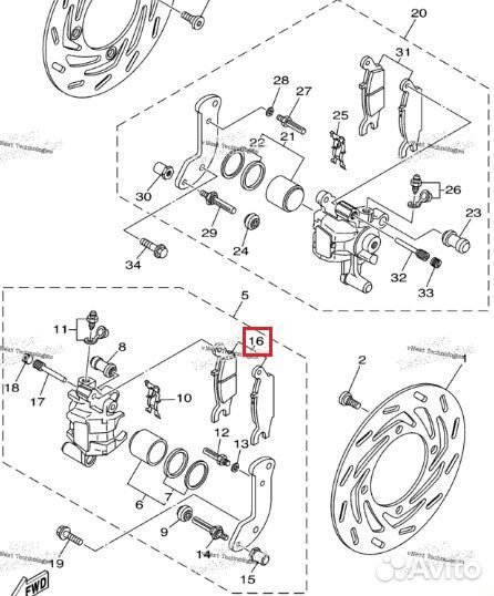 AT-05028 SPI Тормозные Колодки Для Yamaha 3B4-W004