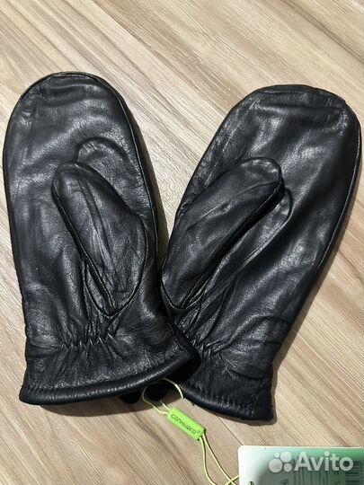 Варежки зимние кожаные