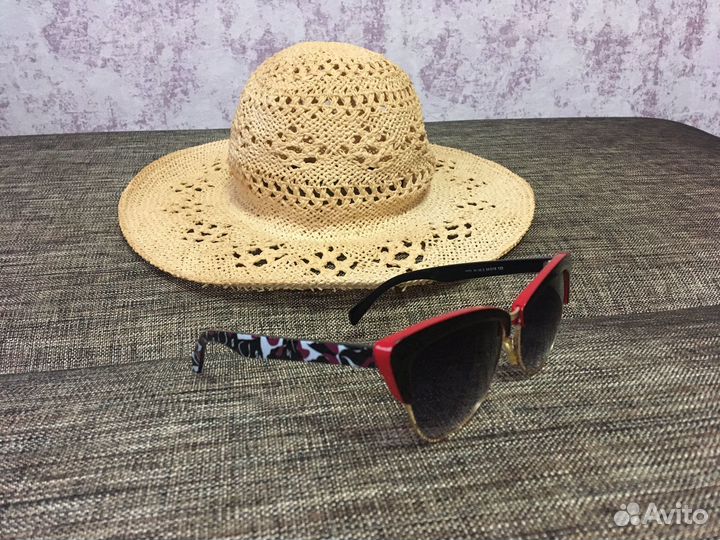 Шляпа соломенная+очки