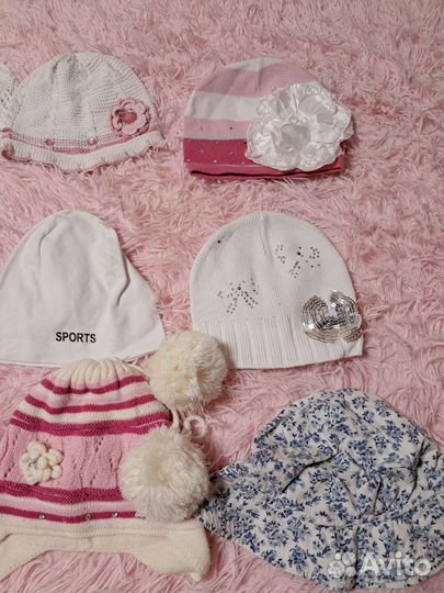 Шапочки для девочки 2-4 года (цена за все)
