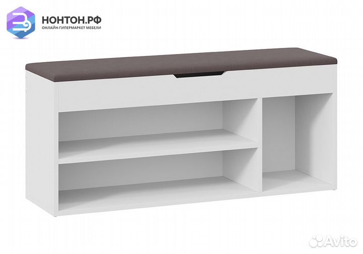 Тумба для обуви Тип 12 белый ясень / велюр серый