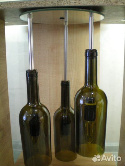 Люстра. Бутылки, зеркало. Ручная работа