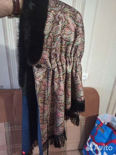 Платок-шапка-капюшон с мехом норки