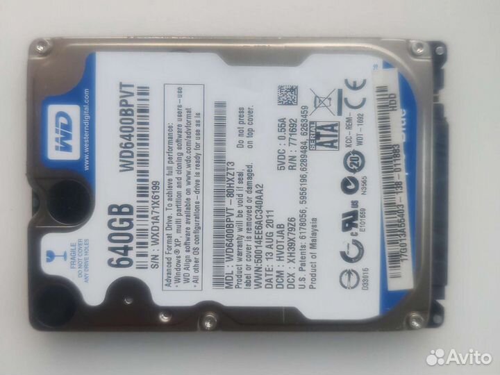 HDD WD 640Gb неисправный