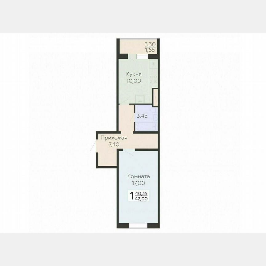 1-к. квартира, 42 м², 14/15 эт.