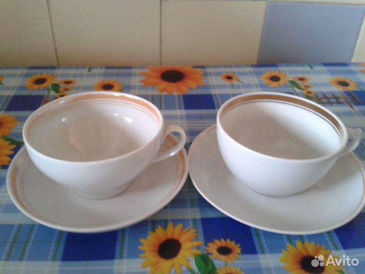 Чайные пары. Чашки. Чайники. Дулево