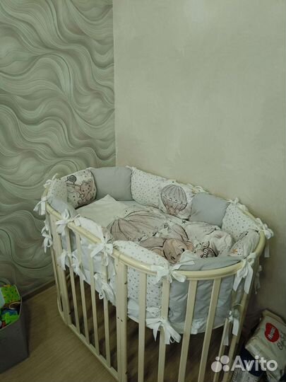 Детская кроватка трансформер круглая