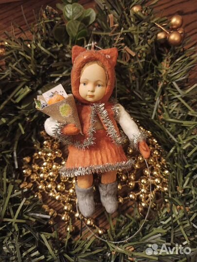 Новогодняя ватная игрушка на елку