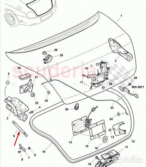 Амортизатор крышки багажника Bentley