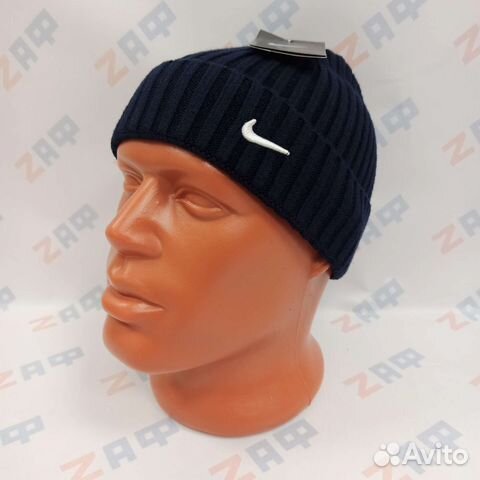 Шапка nike 9292, размер 55-60, тёмно-синяя