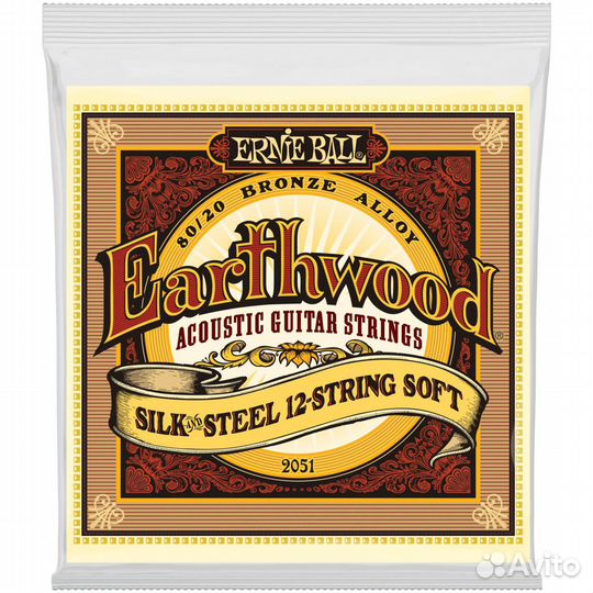 Ernie ball 2051 earthwood для 12 стр. гитары