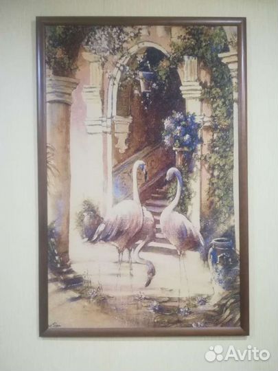 Картина Фламинго, гобелен 74х100
