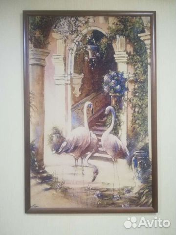 Картина Фламинго, гобелен 74х100