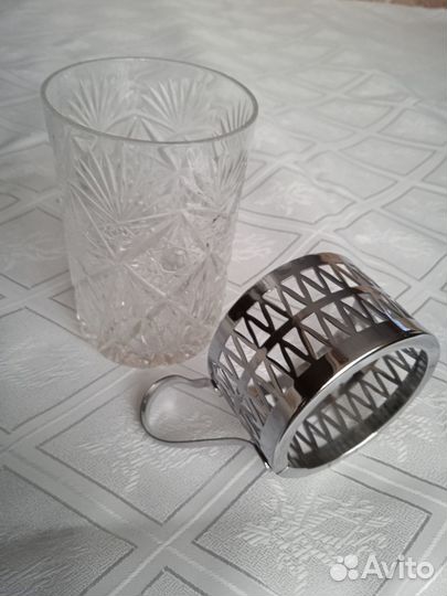 Хрустальный стакан в подстаканнике