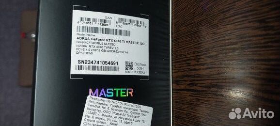 Видеокарта Gigabyte GeForce RTX 4070 Ti aorus mast