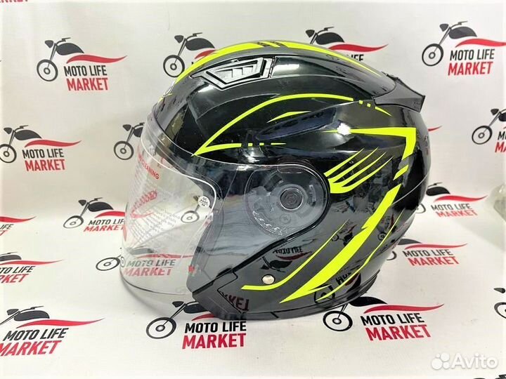 Шлем открытый Кобра JK516 черно зелёный