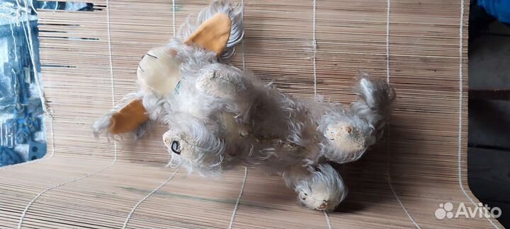 Собака плюшевая,шерстяная. Опилки. Антикварная