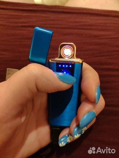 USB зажигалка новая синяя