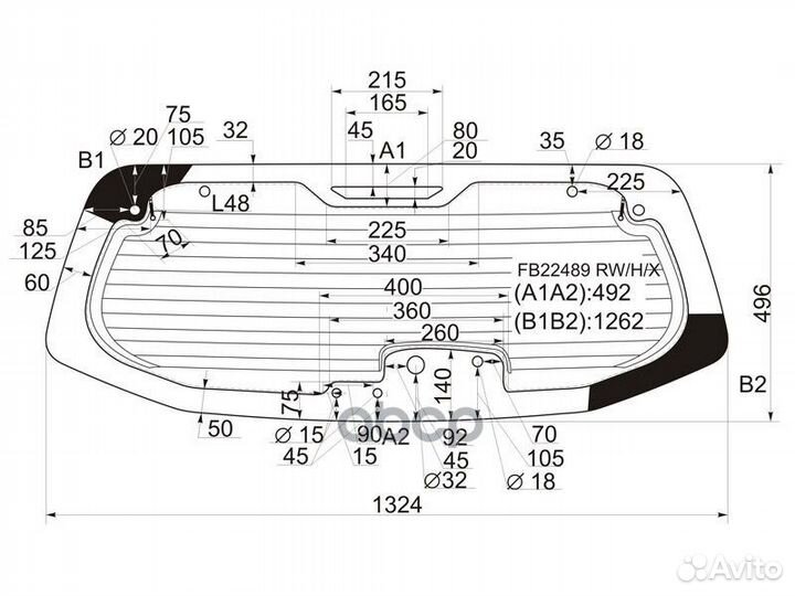 Стекло заднее (Цвет зеленый/ Обогрев) Nissan