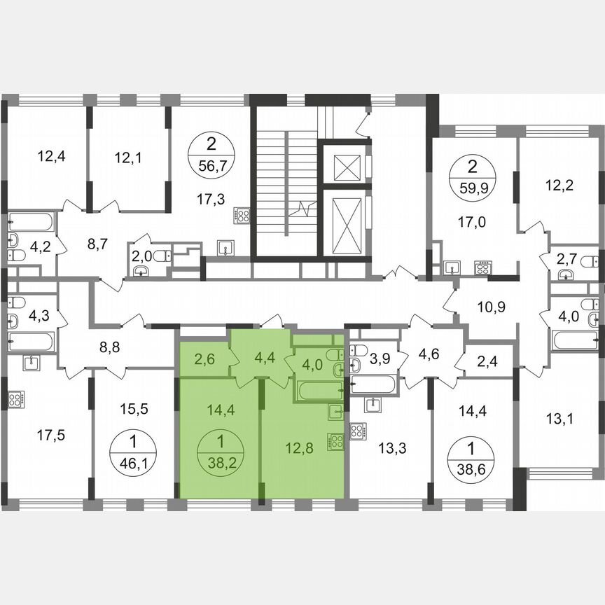 1-к. квартира, 38,2 м², 6/17 эт.