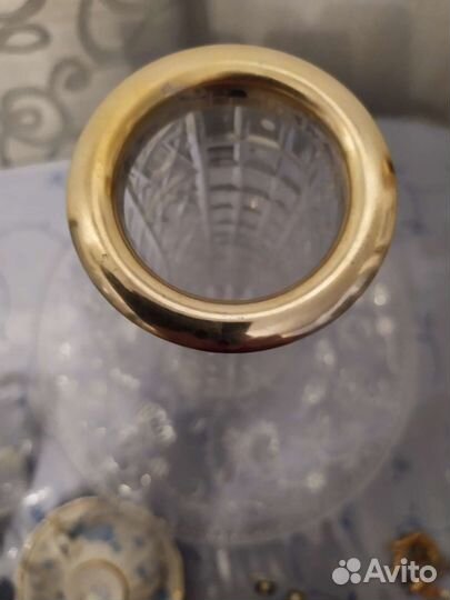 Хрустальная ваза с мельхиоровым ободком