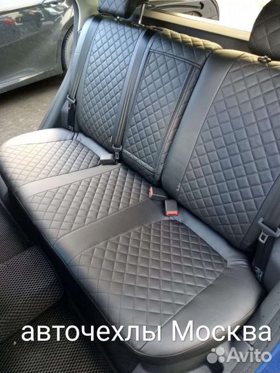 Авточехлы из экокожи Ромб черный модельные премиум