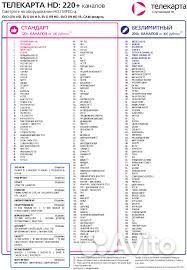 Телекарта на 220 каналов