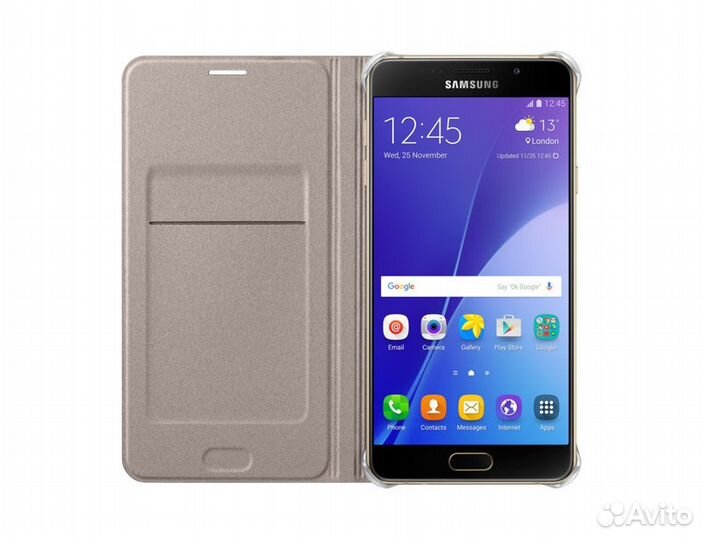 Оригинал Flip Wallet Чехол Samsung A7 (2016) Gold