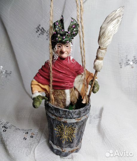 Ватная кукла Баба Яга интерьерная