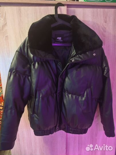 Куртка зимняя кожаная с воротником