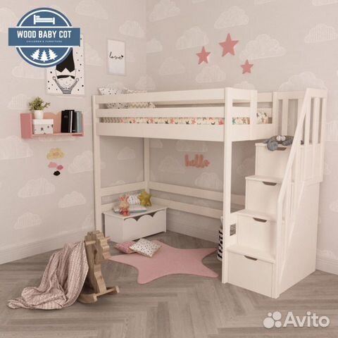 Кровать чердак, массив