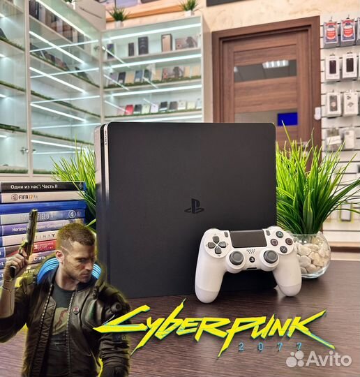 Playstation 4 slim 1t как новая+Cyberpunk 2077