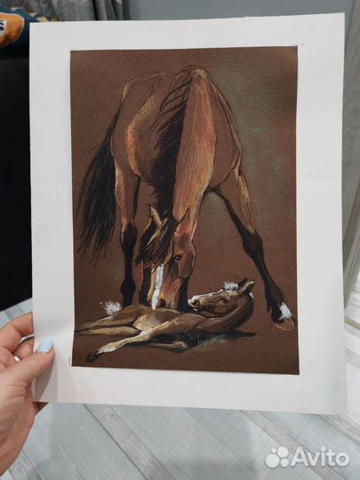 Картина. Лошадь с жеребенком