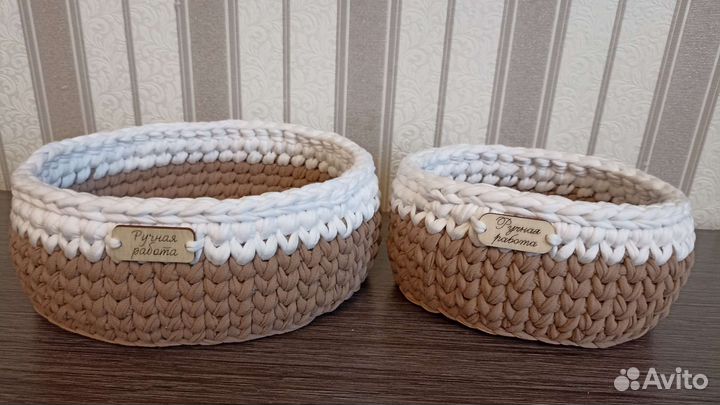 Корзинки плетёные из трикотажной пряжи
