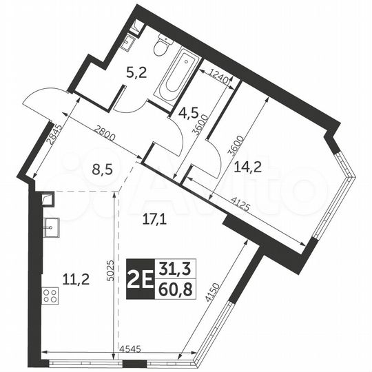 2-к. квартира, 60,8 м², 35/47 эт.