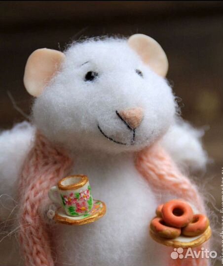 Мышонок ангел домашнего уюта, авторская кукла