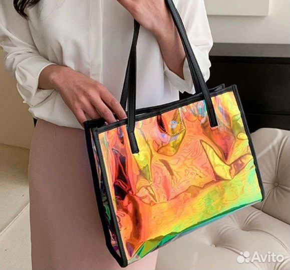 Сумка лазерная с косметичкой внутри